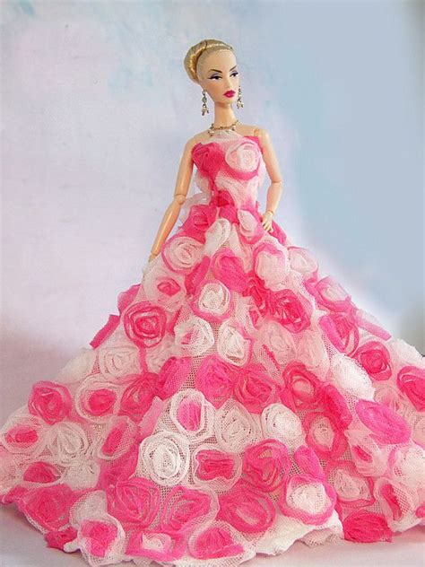 Pink Rose Flower Dress Clothes For Barbie Doll In Dolls Accessories From Toys And Hobbies On