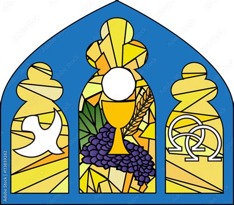 Eucharist Symbols Of Bread And Wine Chalice And Host With Wheat Ears