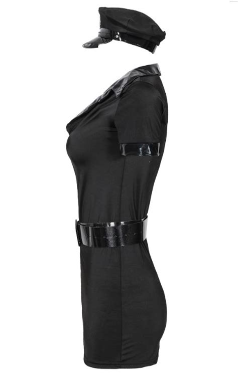 New Womens Ladies Sexy Police Cop Policewoman Costume Black Fancy