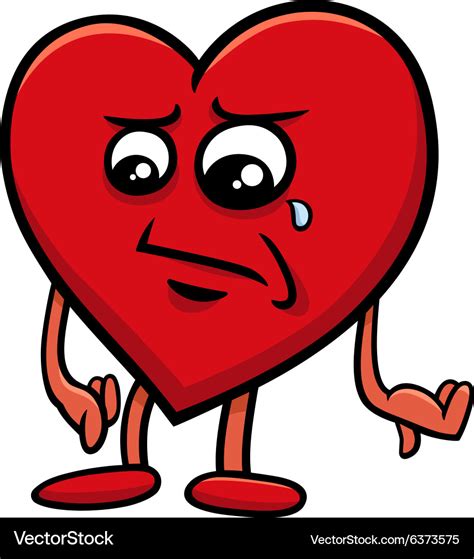 Sad Heart Cartoon Character Royalty Free Vector Image