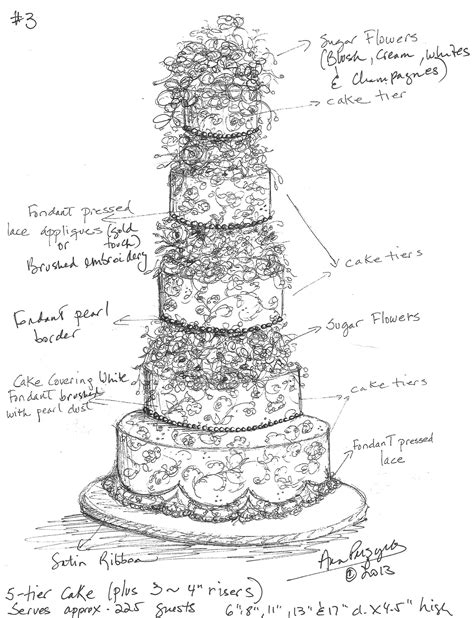 Custom Wedding Cake Sketch By Ana Parzych Cakes