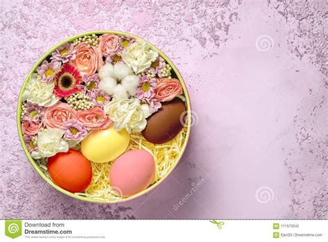 Easter Eggs With Flowers Stock Photo Image Of Bouquet 111573242
