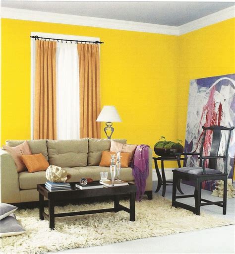Ideas curtain style for decoration. Interior Designs, Beautiful Small Space Yellow Paint Color ...
