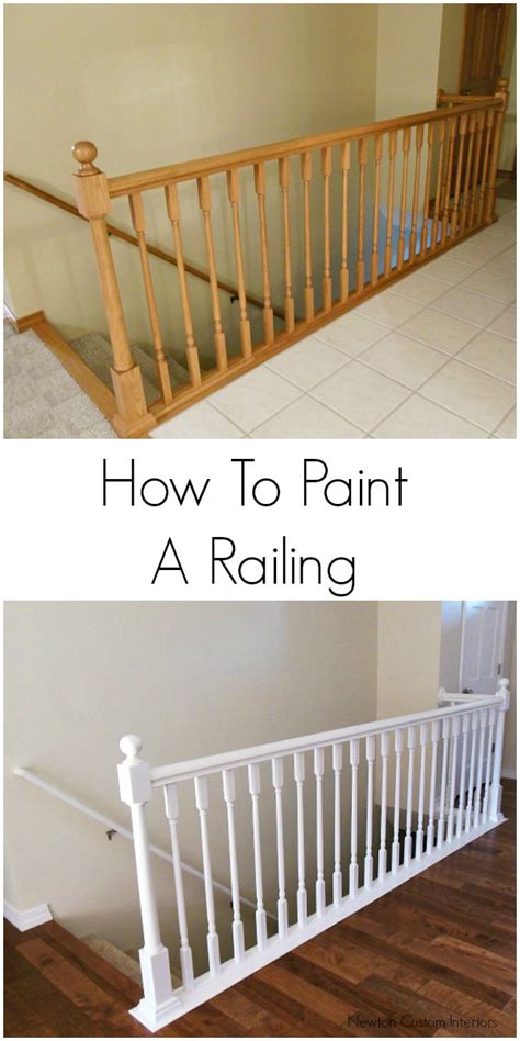 We're back with pictures of our staircase railings actually painted and not just photoshopped. How To Paint Stair Railings - Newton Custom Interiors