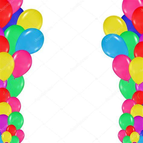 Frame Of Colorful Balloons In The Style Of Realism To Design Cards