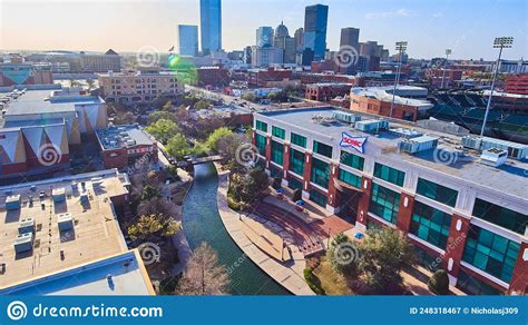 Aerial Of Oklahoma City Skyline In Distance Over Shopping Area