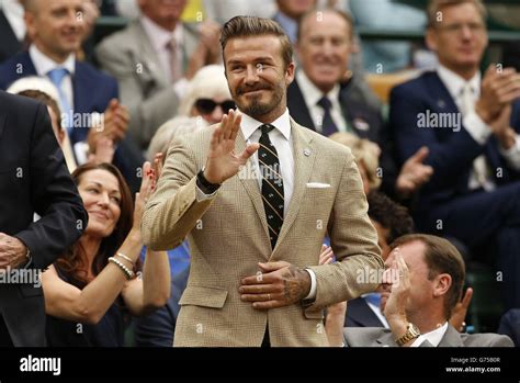David Beckham Waves From The Royal Box On Centre Court During Day Six