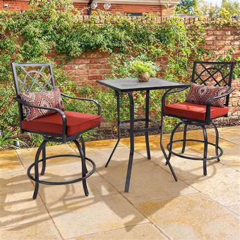 Buy Omelaza 3 Pcs Patio Swivel Bar Stools Set Outdoor Bar Height