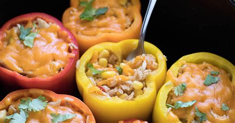 Slow Cooker Chicken Stuffed Peppers The Cookful