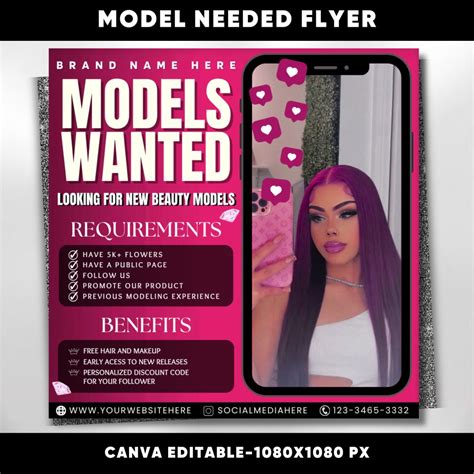 Models Wanted Flyer Beauty Models Needed Flyer Wanted Brand Influencer Brand Ambassador Flyer