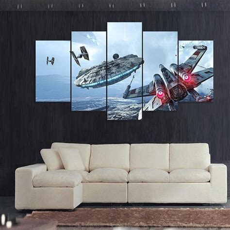 Star Wars Millennium Falcon X Wing Framed 5 Piece Canvas Five Etsy