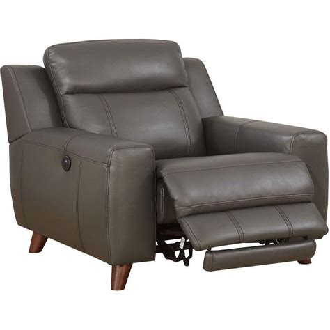 Brandy Transitional Sleek Leather Recliner Transitional Style Living