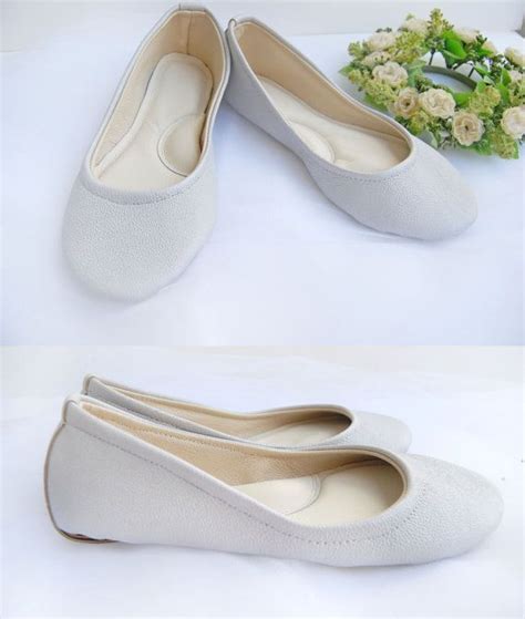 White Leather Ballet Flats Bridal Ballerina Shoes Custom Made