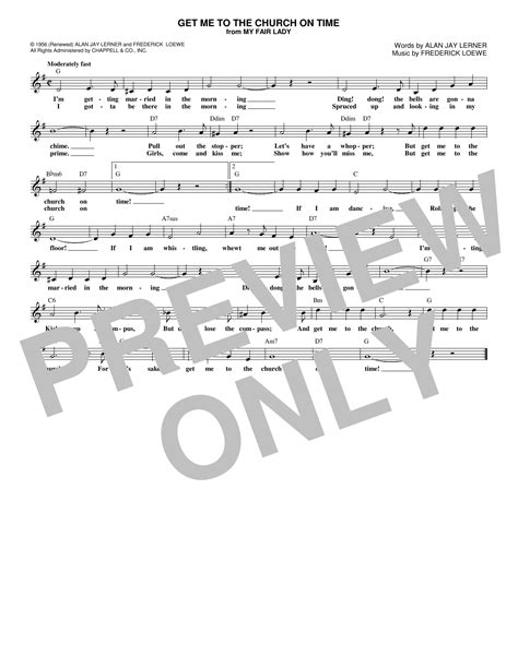 Download Frederick Loewe Get Me To The Church On Time Sheet Music Pdf Chords Pro Vocal