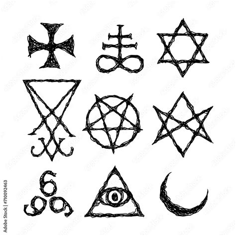 Satanic Symbols Medieval Occultism Magic Stamps Sigils Keys