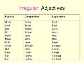Adjectives Irregulares En Ingles Armes