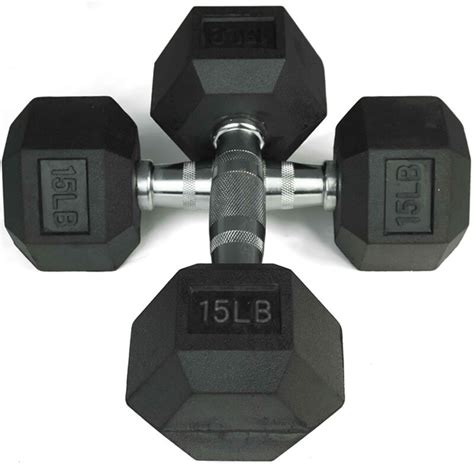 You need to use heavier weights as you get stronger to keep bulking up. Pair of 15 lb Black Rubber Coated Hex Dumbbells