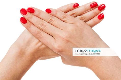 Frauenhände Mit Schönen Gepflegten Fingern Und Rotem Nagellack Wellness Beauty Spa Nahaufnahme