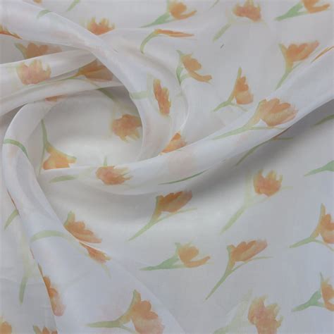 100 Cotton Organdy Fabric With Floral Pattern • Promenade Fine Fabrics