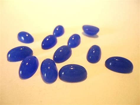 Vintage Glass Oval Dark Mid Blue Opaque Flat Back Cabochon Etsy