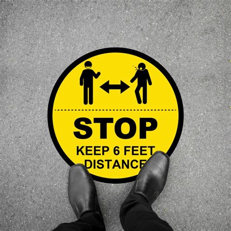Stop Keep 6 Feet Distance Social Distancing Floor Decal