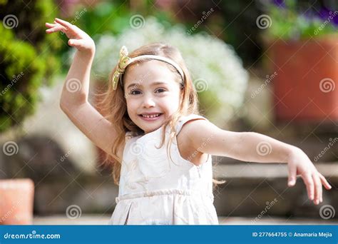 Sweet Six Years Old Blonde Girl Outdoors Stock Image Image Of Happy