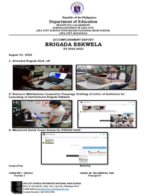 Accomplishment Reports Brigada Pdf Government Philippines