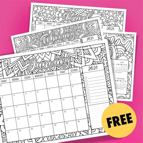 Are you looking for a printable calendar? Free 2021 Printable Coloring Calendar - By Sarah Renae Clark