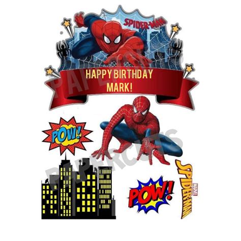 Customized Spiderman Printed Cake Topper Set Personalized Printed