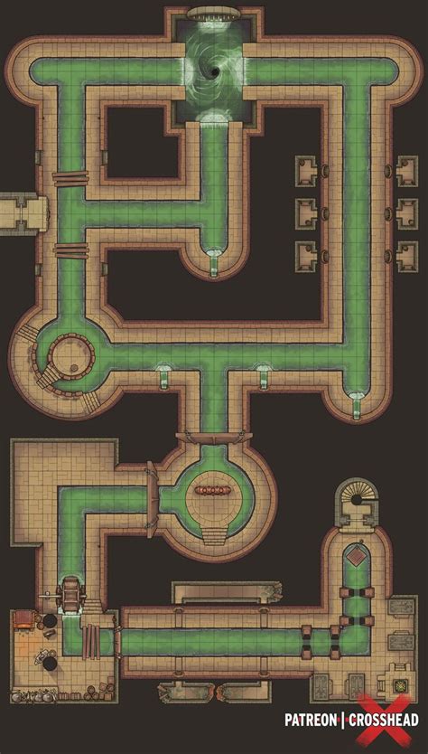 Sewer Maps Crosshead On Patreon In 2020 Dungeon Maps Fantasy Map