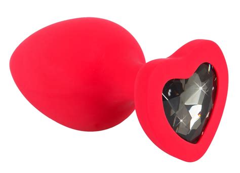 Rood Siliconen Buttplug Met Steen Large Cocolamarbe