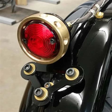 Round Vintage Brass Tail Lights Motorcycle Led Tail Stop Light For