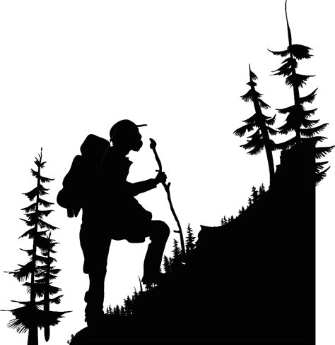 Hiking And Mountain Silhouette Clip Art Trekking Png Transparent