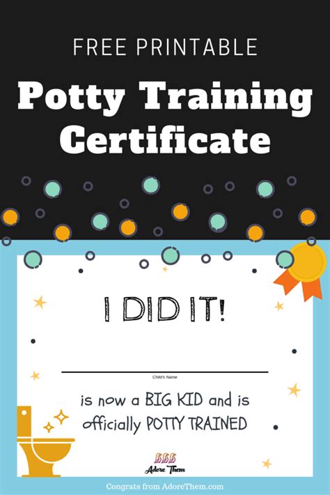 Potty Training Certificate Free Printable Adore Them Parenting