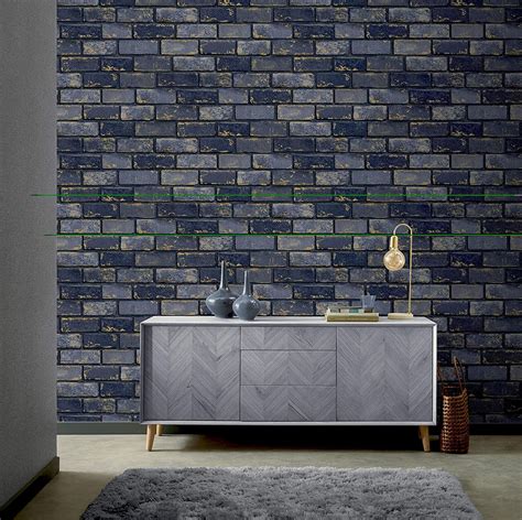 Arthouse Metallic Brick Wall Wallpaper Realistic 3d Rustic Effect