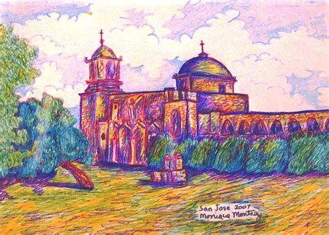 Mission San Jose In San Antonio Texas Drawing By Mj Montney Fine Art