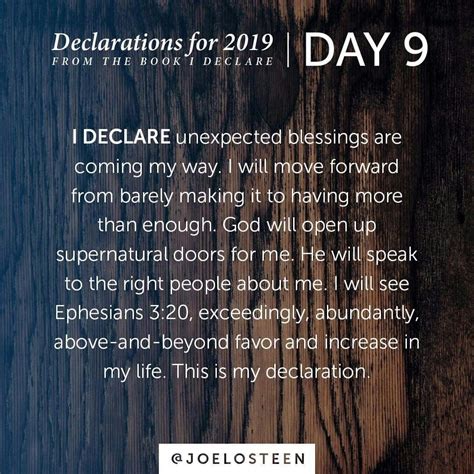 I Declare Day 9 Joel Osteen Joel Osteen Quotes Joel Osteen Daily