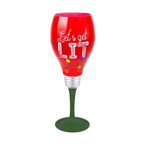 Lets Get Lit Festive Holiday Wine Glass