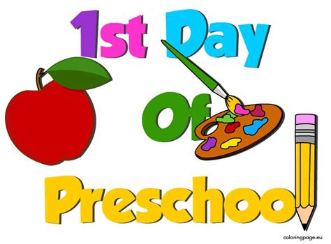 1st Day Of Preschool Coloring Page