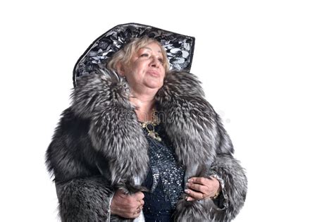 Senior Woman In Fur Stock Image Image Of Necklace People 101047813