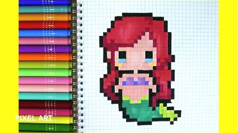 Créations disney au point de croix. PIXEL ART : COMMENT DESSINER ARIEL - LA PETIT SIRENE - Le ...