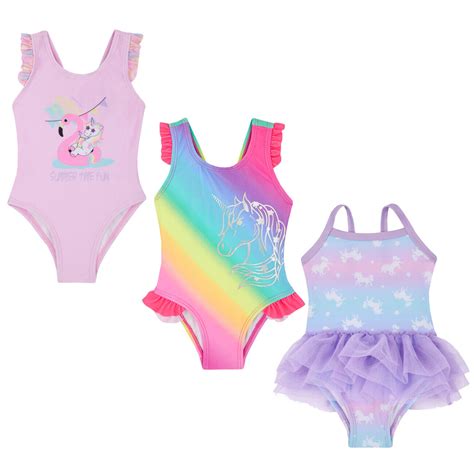 Baby Girls Unicorn Swimsuit Swimming Costume Tutu One Piece Swim