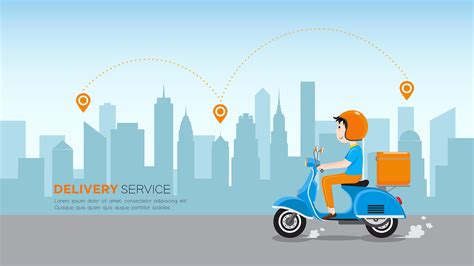 Delivery Service Business In Daytime 1211728 Vector Art At Vecteezy