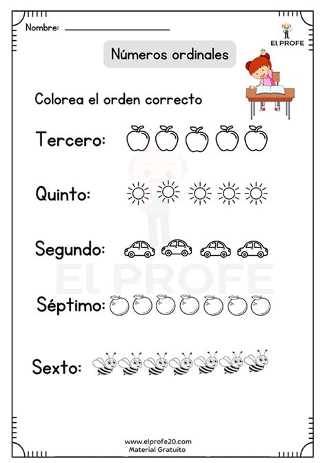 Ejercicios De N Meros Ordinales Para Ni Os