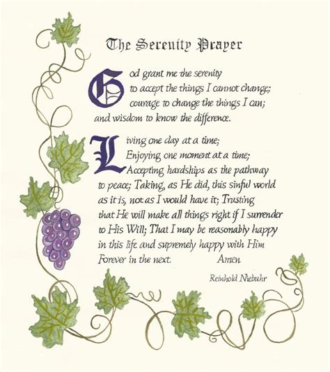 The Serenity Prayer By Reinhold Niebuhr Created Using Sumi Ink And The