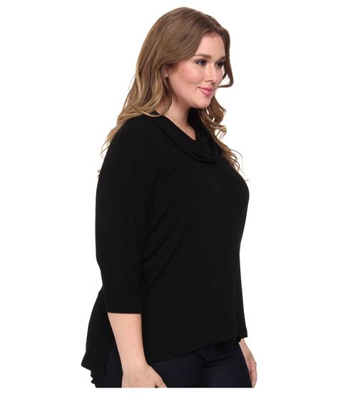 Karen Kane Plus Plus Size Cowl Neck Hanky Hem Top In Black Lyst