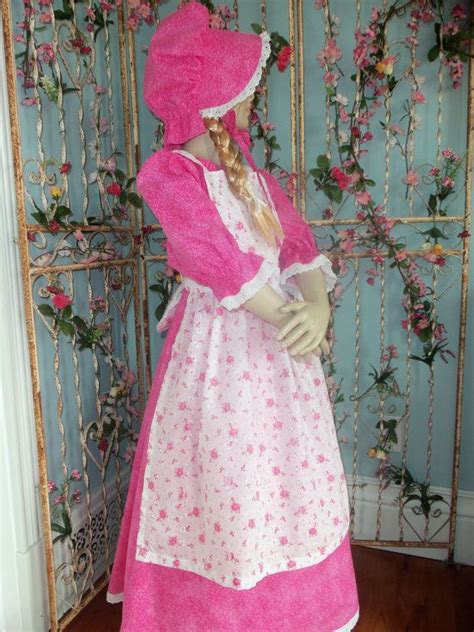Girls Pioneer Prairie Colonial Dress Costume Pink 3 Piece Etsy