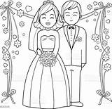 Groom Bride Coloring Illustration Vector sketch template