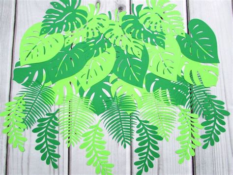 Tropical Paper Leaves Cutouts Large Tropical Leaf Cutouts Etsy In