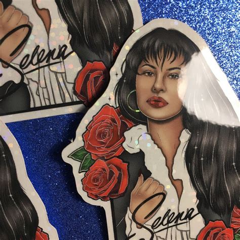 selena quintanilla round glossy sticker glitter weatherproof etsy uk